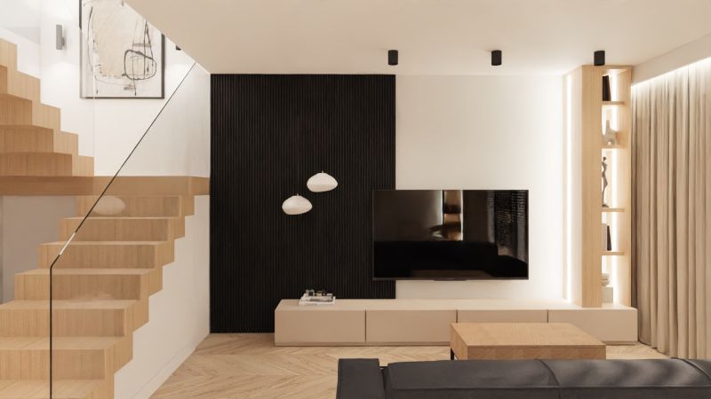 Dom pod Katowicami, jasne wnętrza z dużą ilością drewna